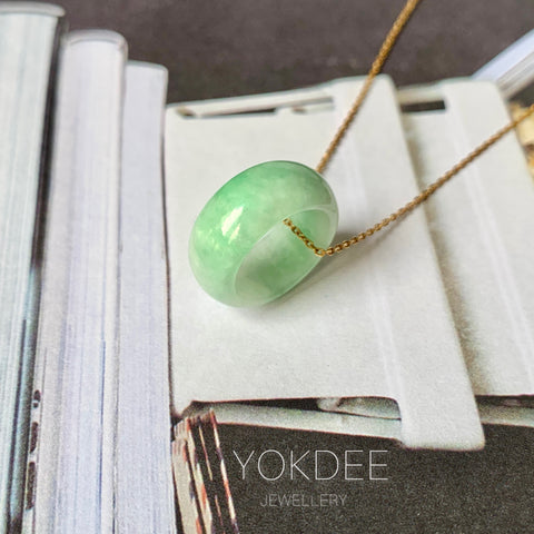 A-Grade Natural Moss On Snow Jadeite Barrel Pendant No. 161404