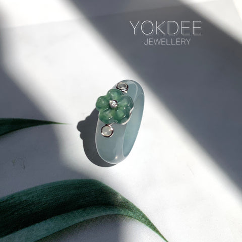 16.1mm A-Grade Natural Jadeite Joseon Dynasty Plum Blossom Ring (Maehwa) No.162421