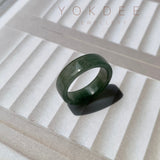 16.5mm A-Grade Natural Bluish Green Jadeite Abacus Ring Band No.161993