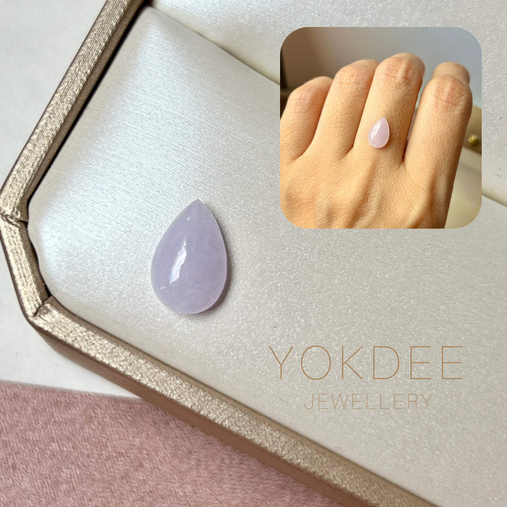 SOLD OUT: 1.81cts A-Grade Natural Pink Lavender Jadeite Pear Cabochon No.130487