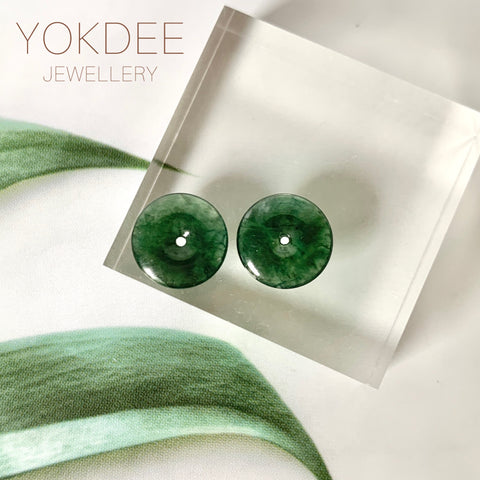 3.45 cts A-Grade Natural Dark Green Jadeite Donut Pair No. 180825