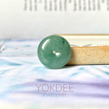 A-Grade Natural Bluish Green Jadeite Donut Pendant No.172507