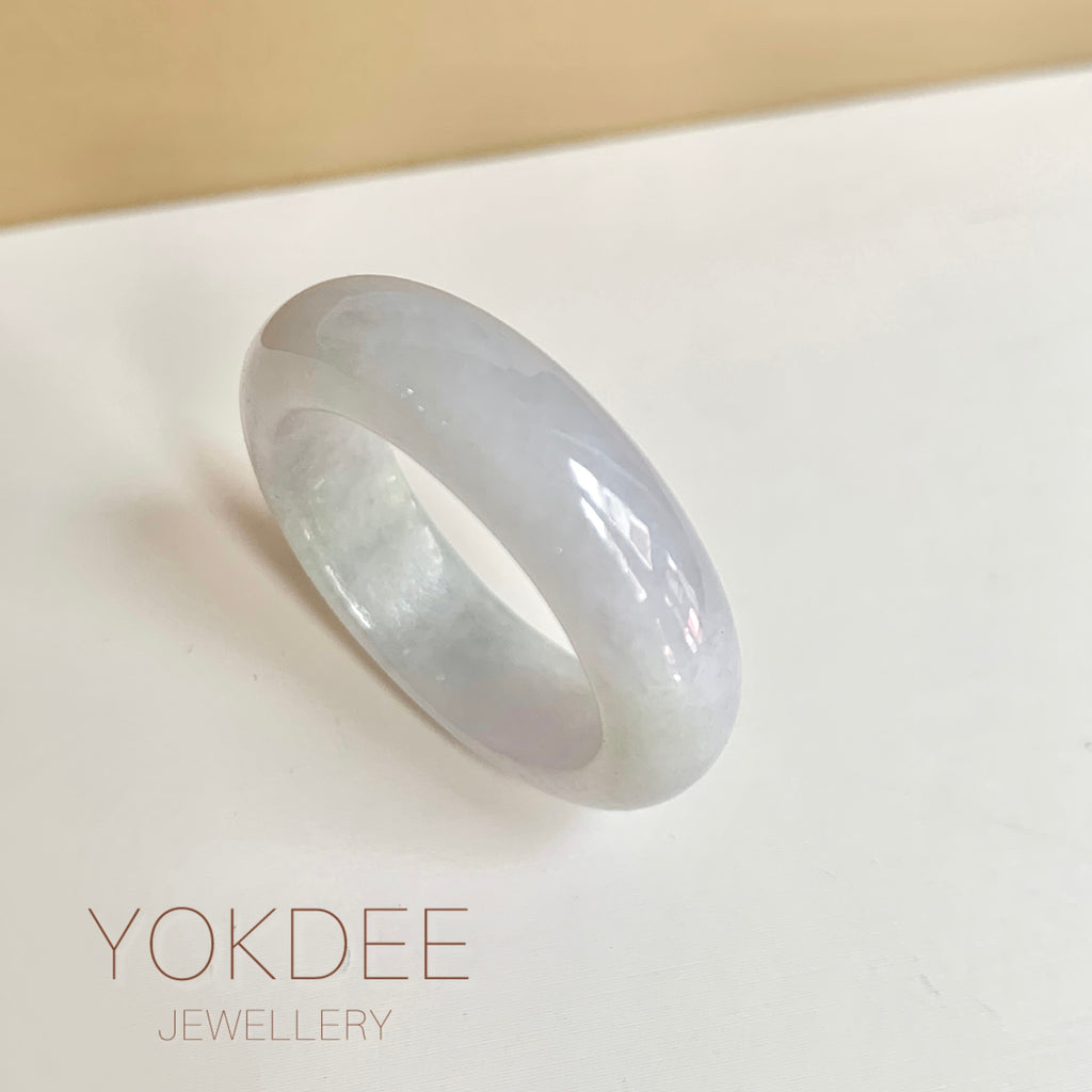 21.1mm A-Grade Natural Lavender Green Jadeite Abacus Ring Band No.162444