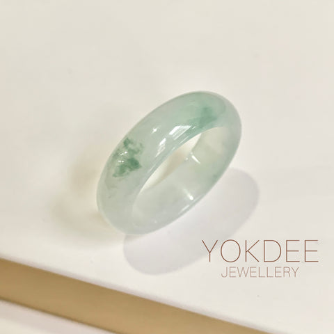 19.7mm A-Grade Natural Floral Jadeite Abacus Ring Band No.162451