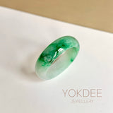 17.2mm A-Grade Natural Moss On Snow Jadeite Ring Band No. 162176