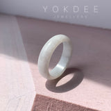 19.2mm A-Grade Natural Light Grey Jadeite Abacus Ring Band No.161620