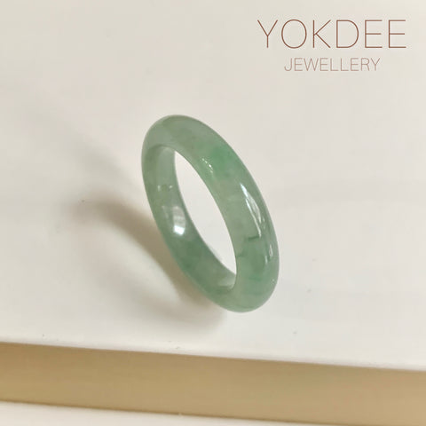 20.4mm A-Grade Natural Bluish Green Jadeite Abacus Ring Band No.162456