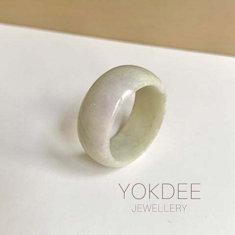 19.5mm A-Grade Natural Light Greenish Yellow Lavender Jadeite Ring Band No.161726