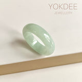 19.4mm A-Grade Natural Light Yellowish Green Jadeite Abacus Ring Band No.162450