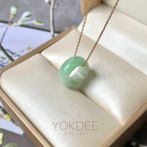 A-Grade Natural Moss On Snow Jadeite Barrel Pendant No. 171784