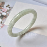 57mm A-Grade Natural Lavender Green Jadeite Traditional Round Bangle No. 151994