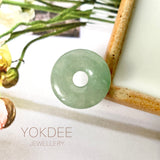 A-Grade Natural Yellowish Green Jadeite Donut Pendant No.172501