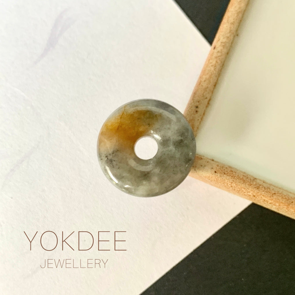 A-Grade Natural Dark Grey Jadeite Donut Pendant No.172500