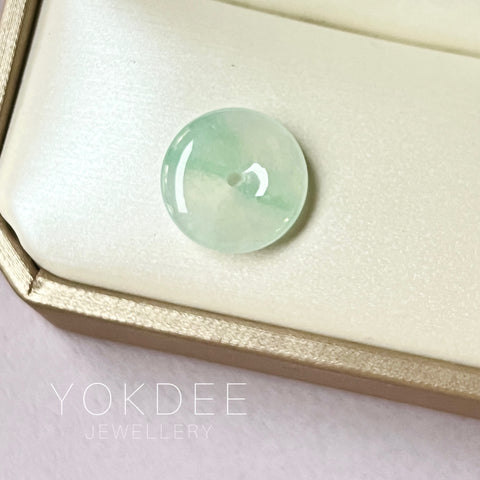 SOLD OUT: Icy A-Grade Natural Moss on Snow Jadeite Donut Pendant No. 172475