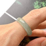 SOLD OUT - 17.1mm A-Grade Natural Light Green Jadeite Abacus Ring Band No.220591