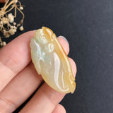 A-Grade Type A Natural Jadeite Jade Sparrow Ruyi Pendant No.170095