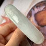 SOLD OUT: 56.7mm A-Grade Natural Light Green Jadeite Modern Round Bangle No.151895