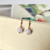 SOLD OUT: A-Grade Natural Lavender Jadeite Sphere Mini Shepherd's Hook Earring No.180609