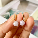 SOLD OUT: A-Grade Natural Lavender Jadeite Sphere Mini Shepherd's Hook Earring No.180609