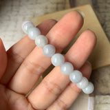 SOLD OUT - 8.5mm A-Grade Natural Lilac Jadeite Beaded Bracelet with Barrel No.190333