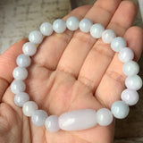 SOLD OUT - 8.5mm A-Grade Natural Lilac Jadeite Beaded Bracelet with Barrel No.190333