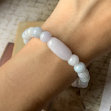 SOLD OUT - 8.5mm A-Grade Natural Lilac Jadeite Beaded Bracelet with Barrel No.190333