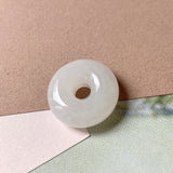 A-Grade Natural White Jadeite Donut Pendant No.172050