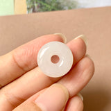 A-Grade Natural White Jadeite Donut Pendant No.172050