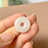 A-Grade Natural White Jadeite Donut Pendant No.172050