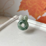 SOLD OUT: A-Grade Natural Floral Jadeite Bunny Pendant No.172057