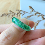 17.4mm A-Grade Natural Jadeite Green Abacus Ring Band No.162047