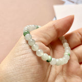 SOLD OUT: 5.8mm A-Grade Natural White and Green Jadeite Beaded Bracelet No.190358