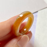 SOLD OUT: 19.8mm A-Grade Natural Reddish Yellow Jadeite Abacus Ring Band No.171310