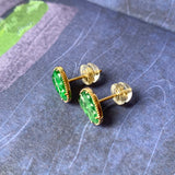 SOLD OUT: Icy A-Grade Natural Imperial Green Jadeite Leaf Stud Earring No.180650