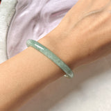 SOLD OUT: 55.6mm A-Grade Natural Green Jadeite Modern Oval Bangle No.151794