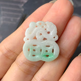 A-Grade Natural Moss On Snow Jadeite Dragon Coin Pendant No.170845