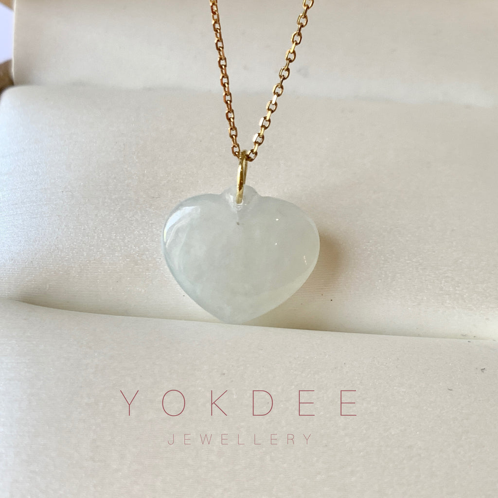 SOLD OUT: A-Grade White Jadeite Bespoke Heart Pendant No.172002